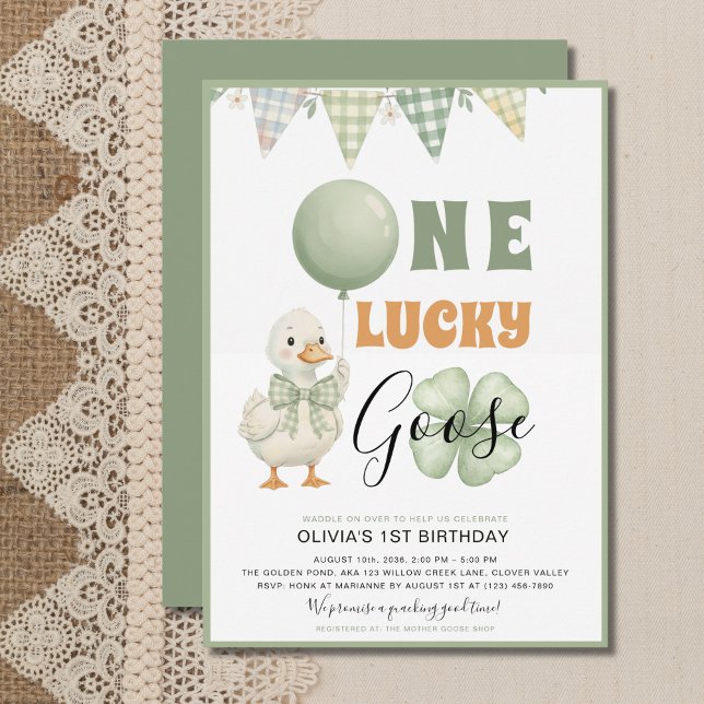 Invitation One Lucky Goose St. Patrick's Day First Birthday (Créateur téléchargé)
