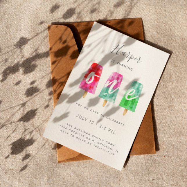 Invitation ONE Popsicle Première fête d'anniversaire (Créateur téléchargé)