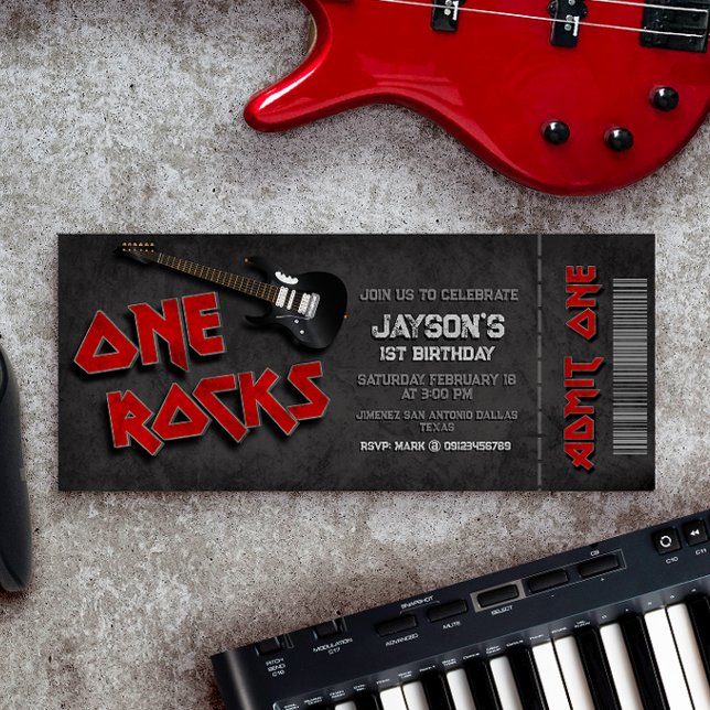 Invitation One Rocks - Billet garçon 1er anniversaire (Créateur téléchargé)
