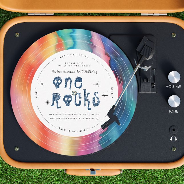 Invitation One Rocks | Disque Vinyle Rock'n'roll Tie Dye (Créateur téléchargé)