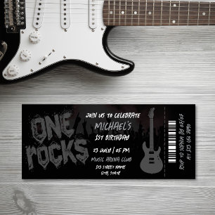 Invitation One Rocks Music Theme Concert Billet Anniversaire