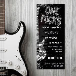 Invitation One Rocks Music Theme Concert Billet Anniversaire