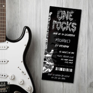 Invitation One Rocks Music Theme Concert Billet Anniversaire