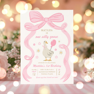 Invitation One Silly Goose 1er Anniversaire fête Printemps An