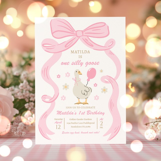 Invitation One Silly Goose 1er Anniversaire fête Printemps An (Créateur téléchargé)