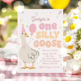 Invitation One Silly Goose 1er Anniversaire fête Printemps An