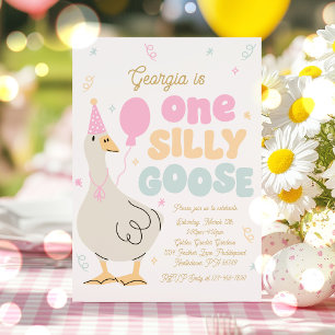Invitation One Silly Goose 1er Anniversaire fête Printemps An