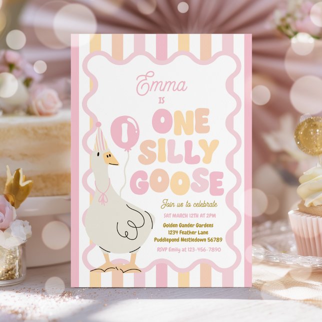 Invitation One Silly Goose 1st Birthday Party Spring Birthday (Créateur téléchargé)