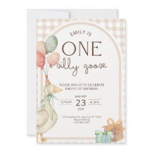 One Silly Goose Birthday Invite Gender Neutral