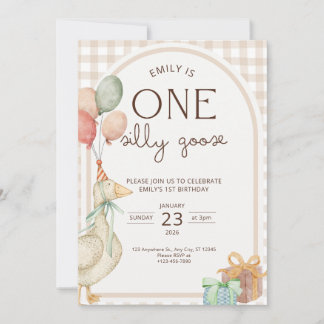 Invitation One Silly Goose Birthday Invite Gender Neutral