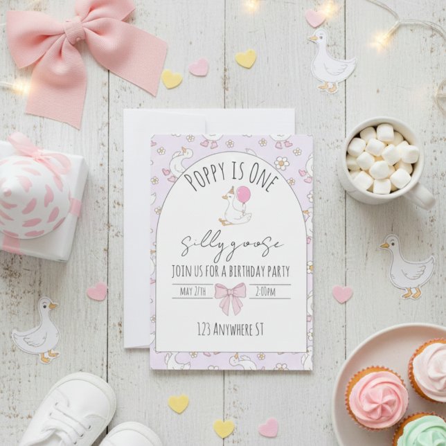 Invitation one silly goose first birthday invite (Créateur téléchargé)