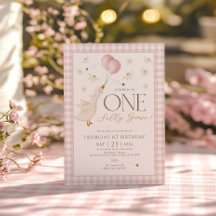 One Silly Goose Girls 1st Birthday Pink En vichy