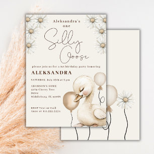Invitation One Silly Goose Neutral Boho Baby 1er anniversaire