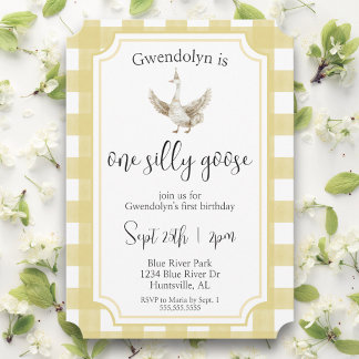 Invitation "One Silly Goose" Soignée Jaune Premier Anniversai