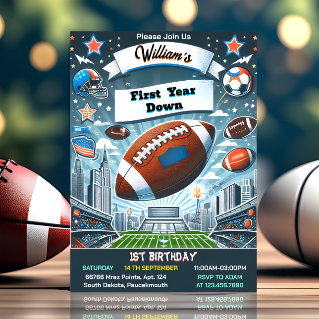 Invitation One Sports garçons billet Football 1er anniversair (Créateur téléchargé)