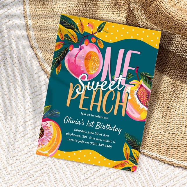 Invitation 'One Sweet Peach' 1er Anniversaire  (Créateur téléchargé)