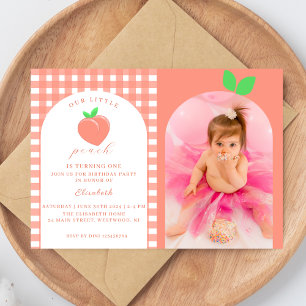 Invitation One Sweet Peach First Birthday Photo