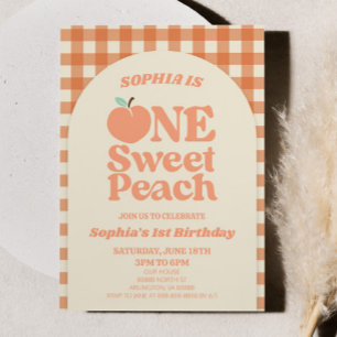 Invitation One Sweet Peach Orange Première fête d'anniversair