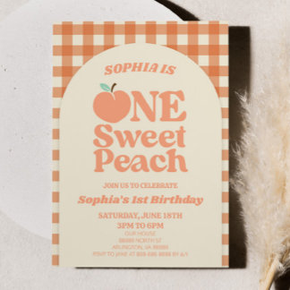 Invitation One Sweet Peach Orange Première fête d'anniversair