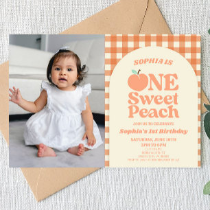 Invitation One Sweet Peach Photo 1er Anniversaire