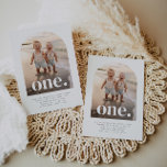 Invitation One Twin Boys - Arched Photo First Birday<br><div class="desc">Une simple invitation Twin First Birthday avec votre propre photo en forme d'arc et les mots 'one.' sur le dessus.</div>