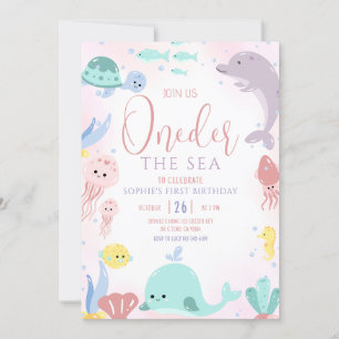 Invitation Oneder La Mer 1er Anniversaire Girl Cute Ocean