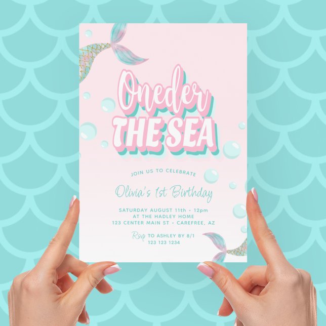 Invitation Oneder la sirène de la mer 1er anniversaire (Créateur téléchargé)