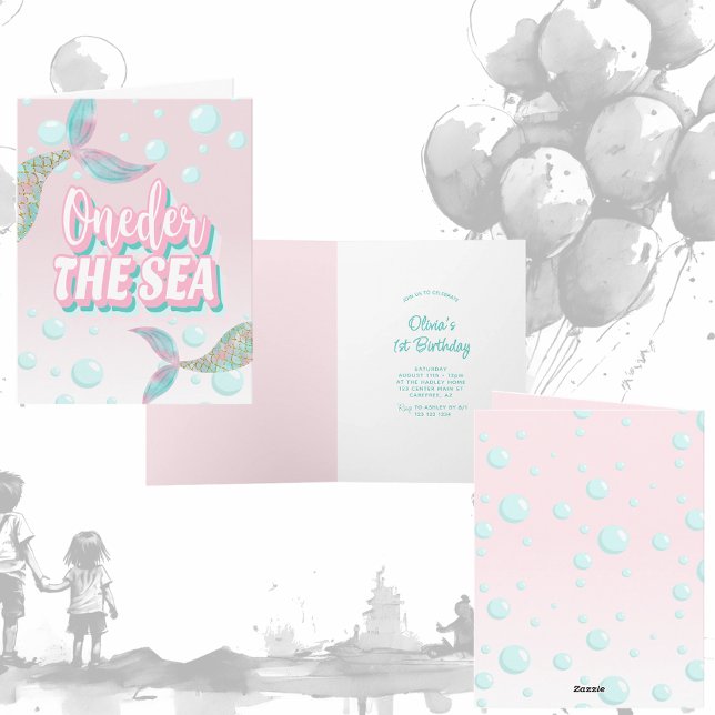 Invitation Oneder la Sirène de la Mer 1er Anniversaire (Créateur téléchargé)
