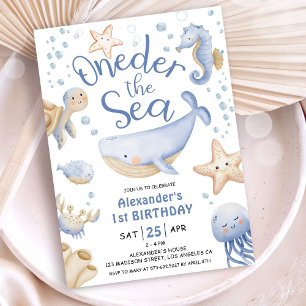 Invitation ONEder sous la mer ! Garçon Mignon Océan 1er Anniv