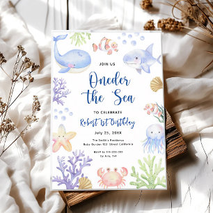 Invitation Oneder sous l'eau aquarelle océan 1er anniversaire