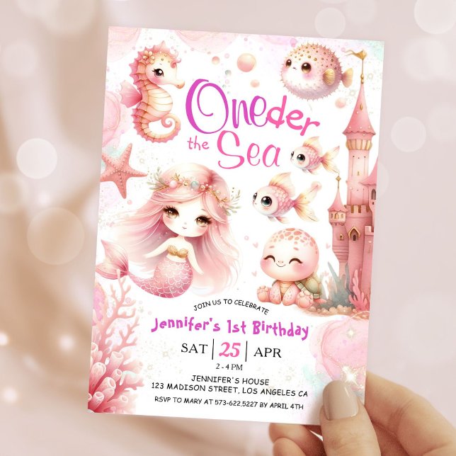 Invitation ONEder The Sea ! 1er Anniversaire Fille Animaux de (Créateur téléchargé)