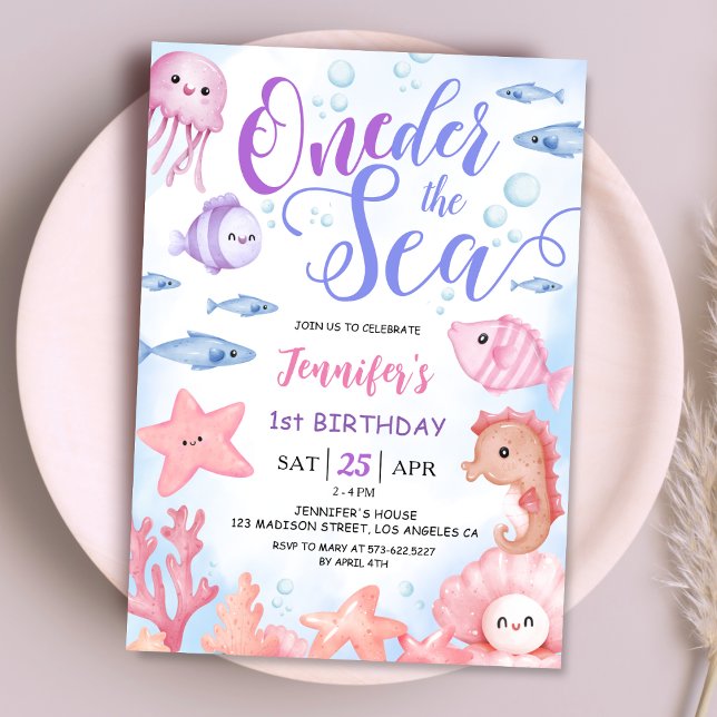 Invitation ONEder The Sea ! 1er anniversaire Girl mignonne Se (Créateur téléchargé)