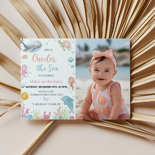 Invitation Oneder The Sea Pastel Anniversaire Photo Invitatio