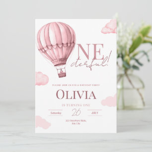 Invitation Onederdday 1st Birthday Invitation, Hot Air Balloo