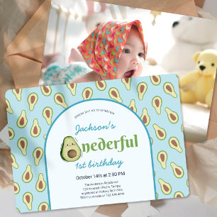 Invitation Onederder Avocado 1st Birthday Party Photo