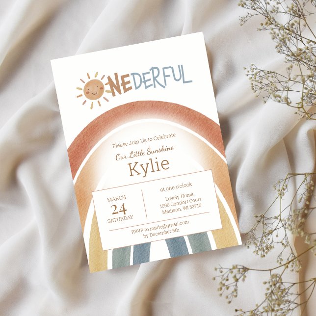 Invitation Onederful Boho Terracotta 1er anniversaire Invitat (Créateur téléchargé)