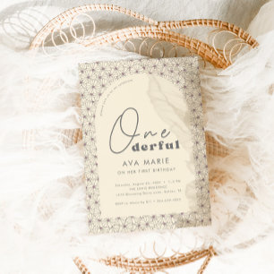 Invitation Onederful Retro Daisy Girls 1er Anniversaire