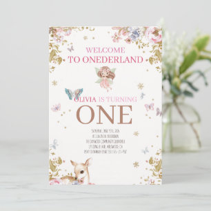 Invitation Onederland Conte de Fée Premier Anniversaire Fille