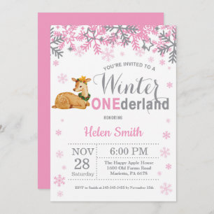 Invitation Onederland Deer Girl 1er anniversaire