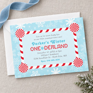 Invitation ONEderland d'hiver Anniversaire Bonhomme de neige