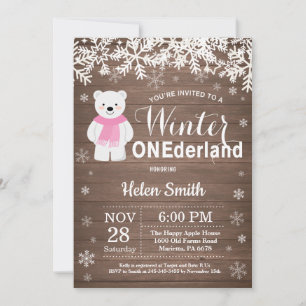 Invitation Onederland Ours polaire 1er anniversaire