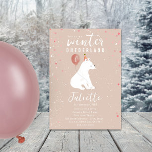 Invitation Onederland Pink Polar Bear 1er anniversaire