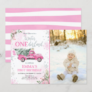 Invitation Onederland Pink Truck Girl Premier anniversaire