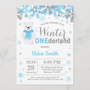 Invitation Onederland Polaire Bear Boy 1er Anniversaire