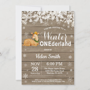 Invitation Onederland Rustic Deer 1er anniversaire