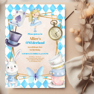 Invitation Onederland Tea Alice in Wonderland 1er anniversair