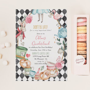 Invitation Onederland Tea Anniversaire Fête Fille Premier ann
