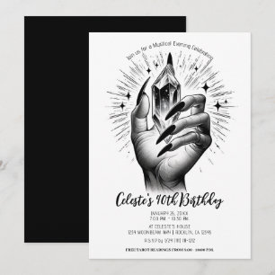Invitation Ongles Noirs Longs Énergie Cristalline Anniversair