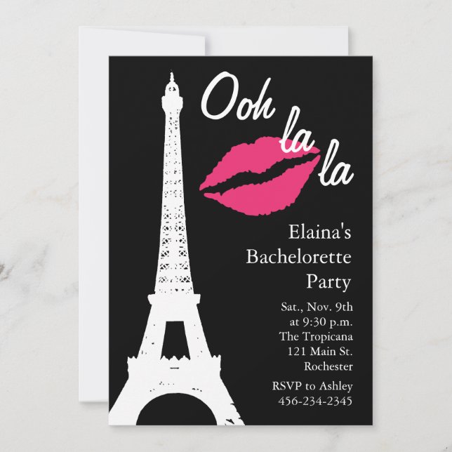 Invitation Ooh la la !Bachelorette (Devant)