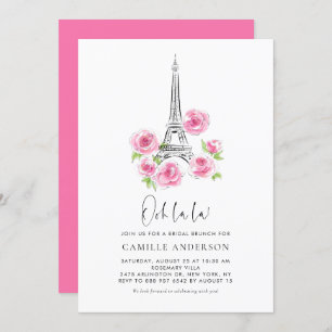 Invitation Ooh la la Eiffel Tower Pink Floral Bridal Brunch